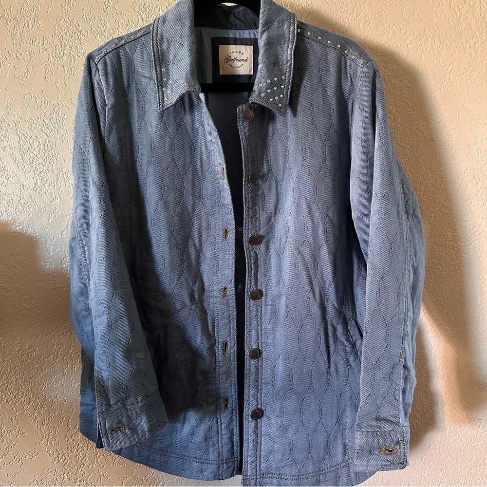 Jachs Light Blue Quilted Denim Jacket with sparkle detail